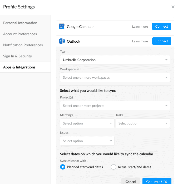 nTask Calendar integration